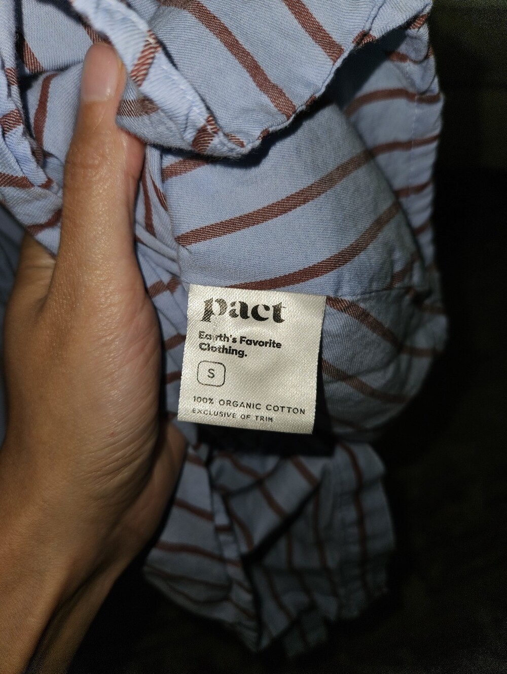 Pact Blue and White Striped Button-Front Midi Dress with Tie Belt - Picture 4 of 5